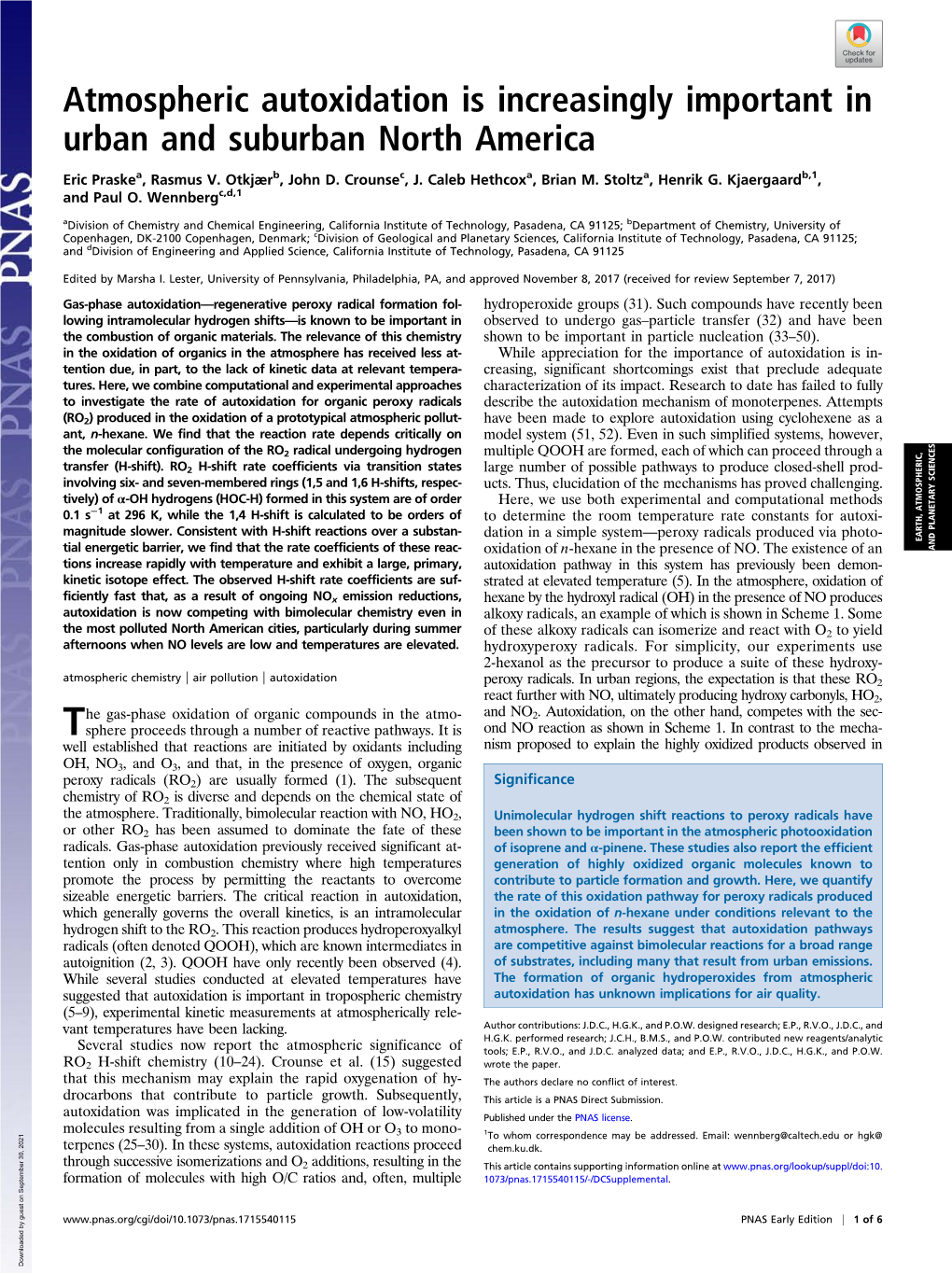 Atmospheric Autoxidation Is Increasingly Important in Urban and Suburban North America