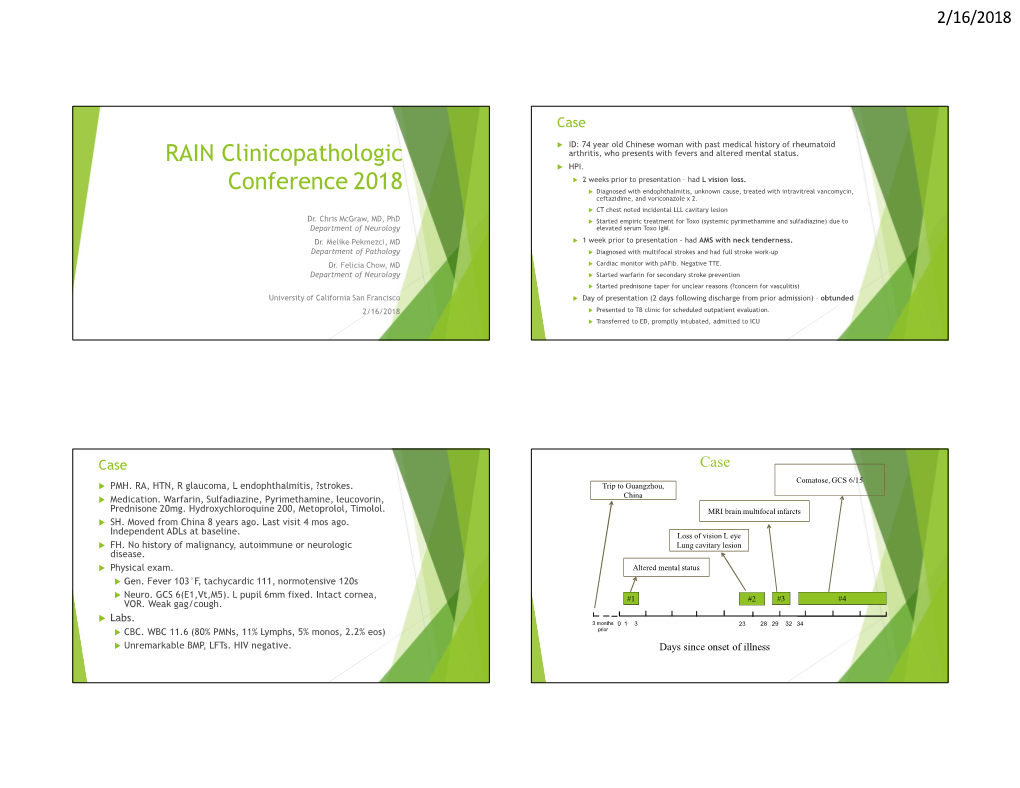 RAIN Clinicopathologic Conference 2018