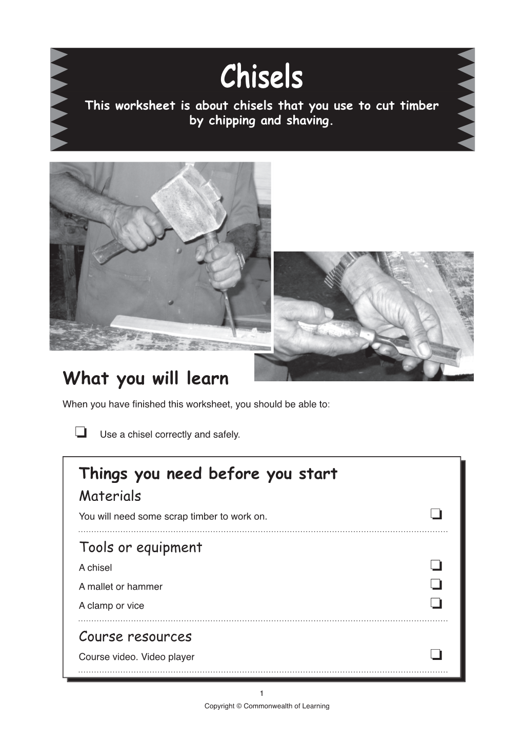 Chisels Worksheet.Indd