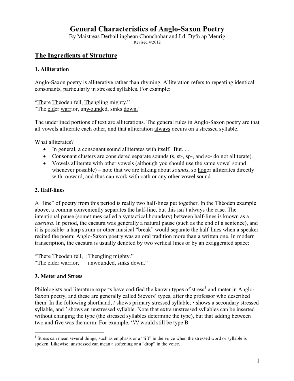 General Characteristics of Anglo-Saxon Poetry by Maistreas Derbail Inghean Chonchobar and Ld