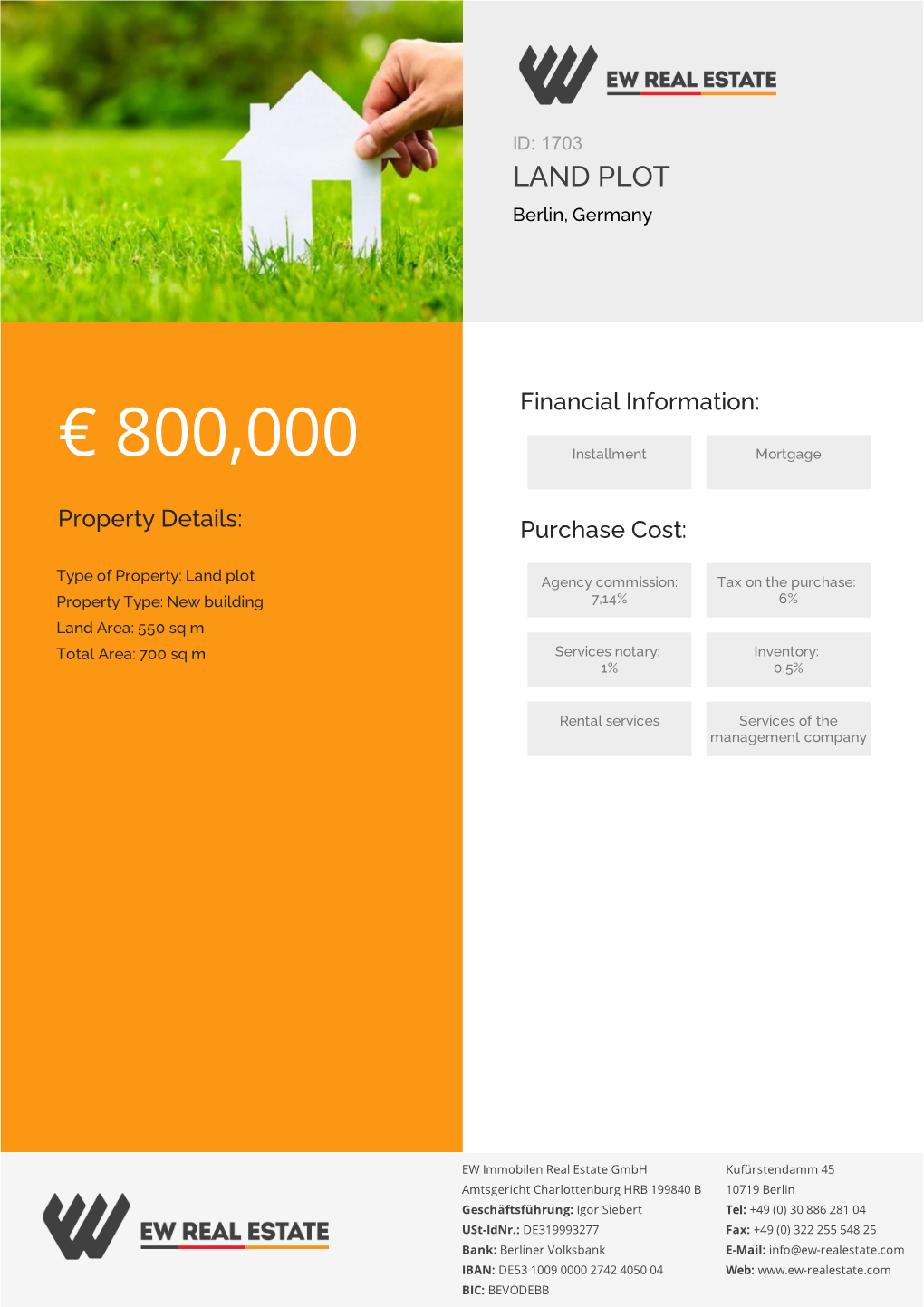 € 800,000 Installment Mortgage