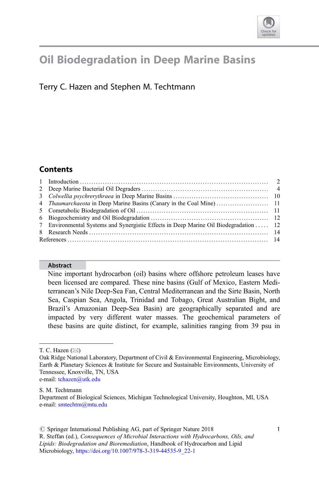 Oil Biodegradation in Deep Marine Basins