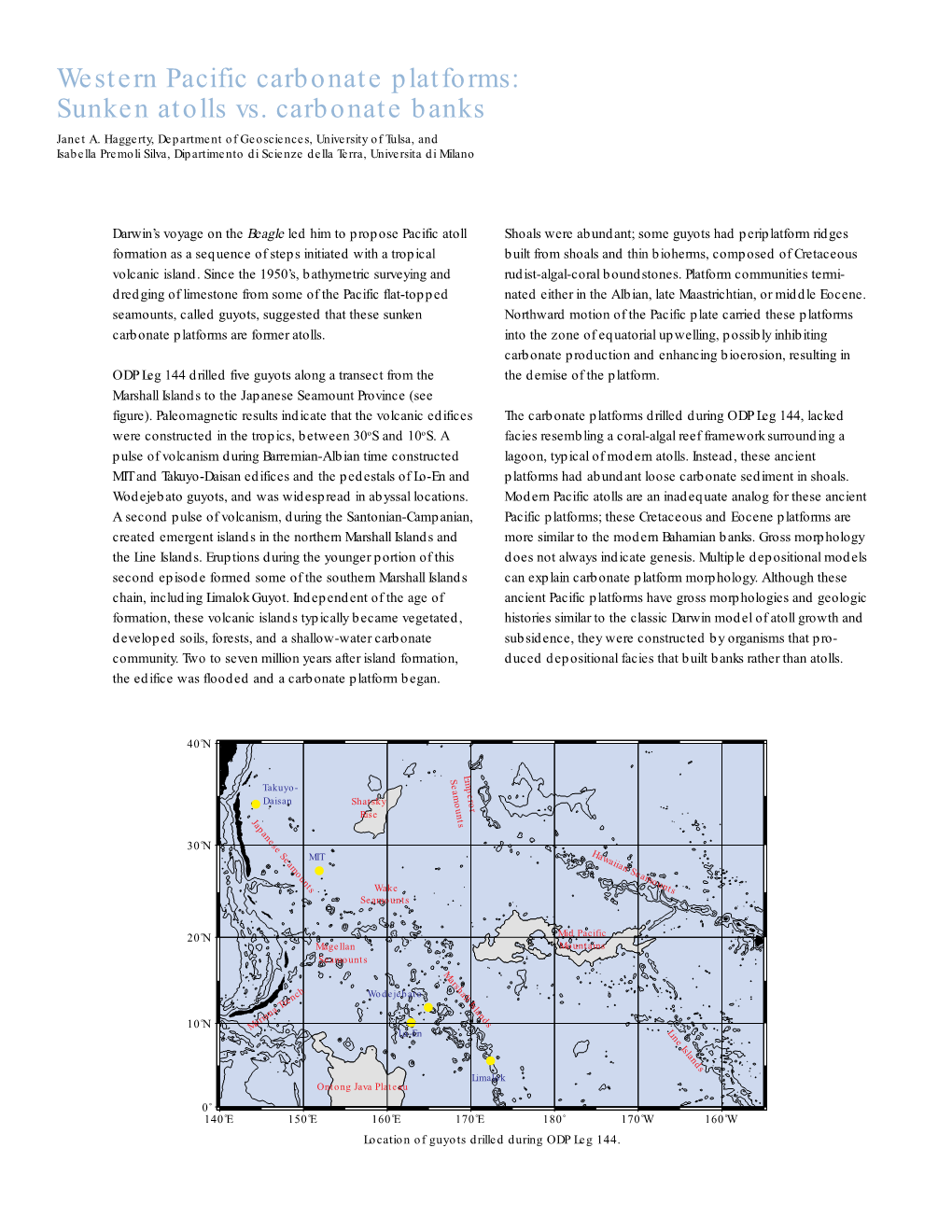 Western Pacific Carbonate Platforms: Sunken Atolls Vs