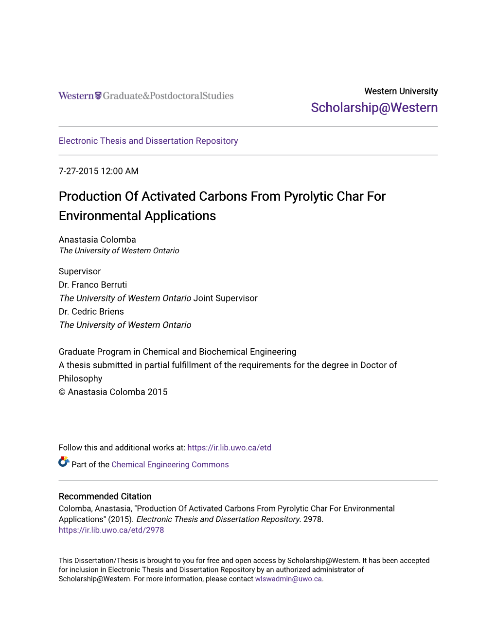 Production of Activated Carbons from Pyrolytic Char for Environmental Applications