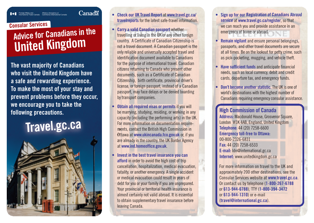 United Kingdom Have Documents, Such As a Certificate of Canadian Cards, Departure Tax, and Emergency Funds