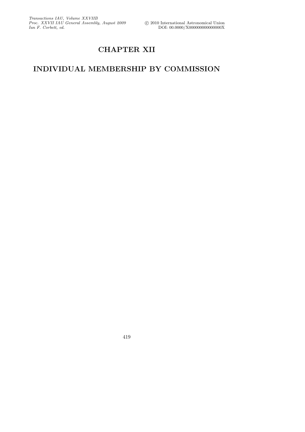 Chapter Xii Individual Membership by Commission