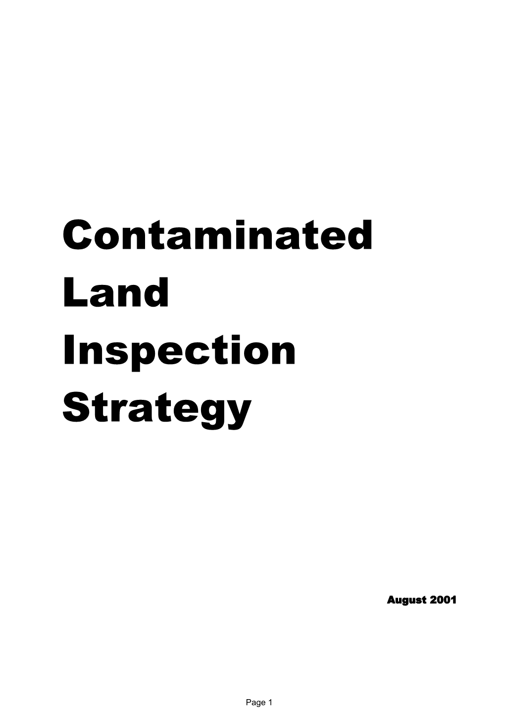 Contaminated Land Inspection Strategy