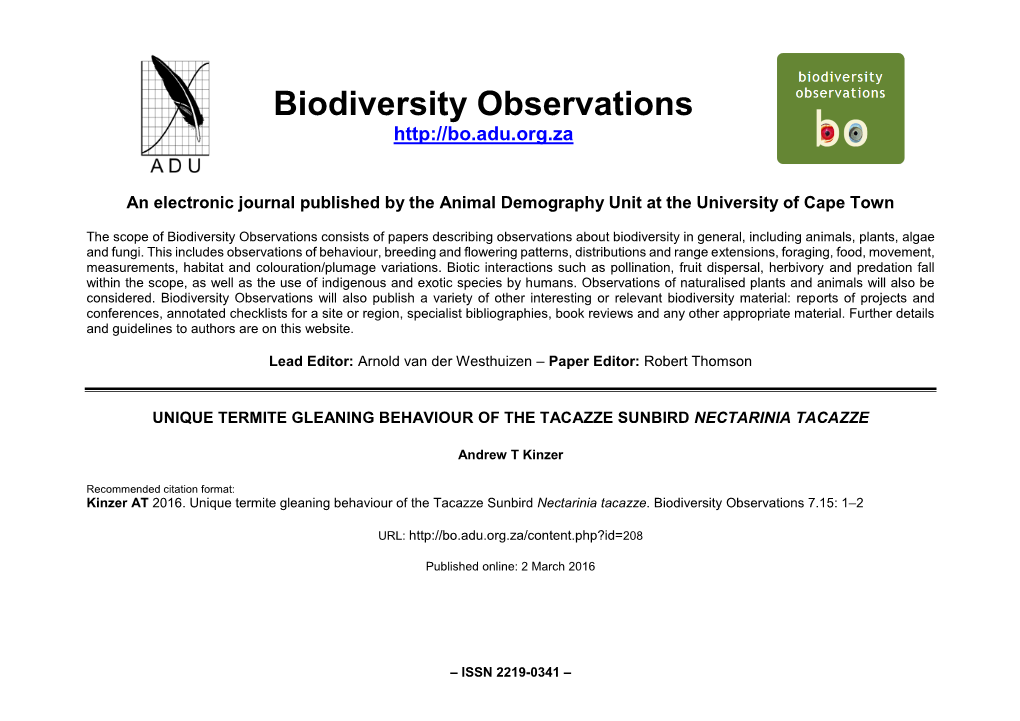 Biodiversity Observations