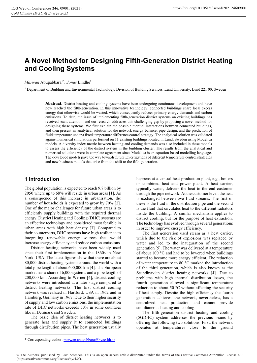 A Novel Method for Designing Fifth-Generation District Heating and Cooling Systems