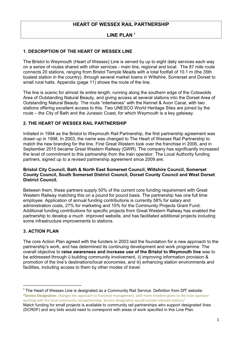 Heart of Wessex Rail Partnership Line Plan 1