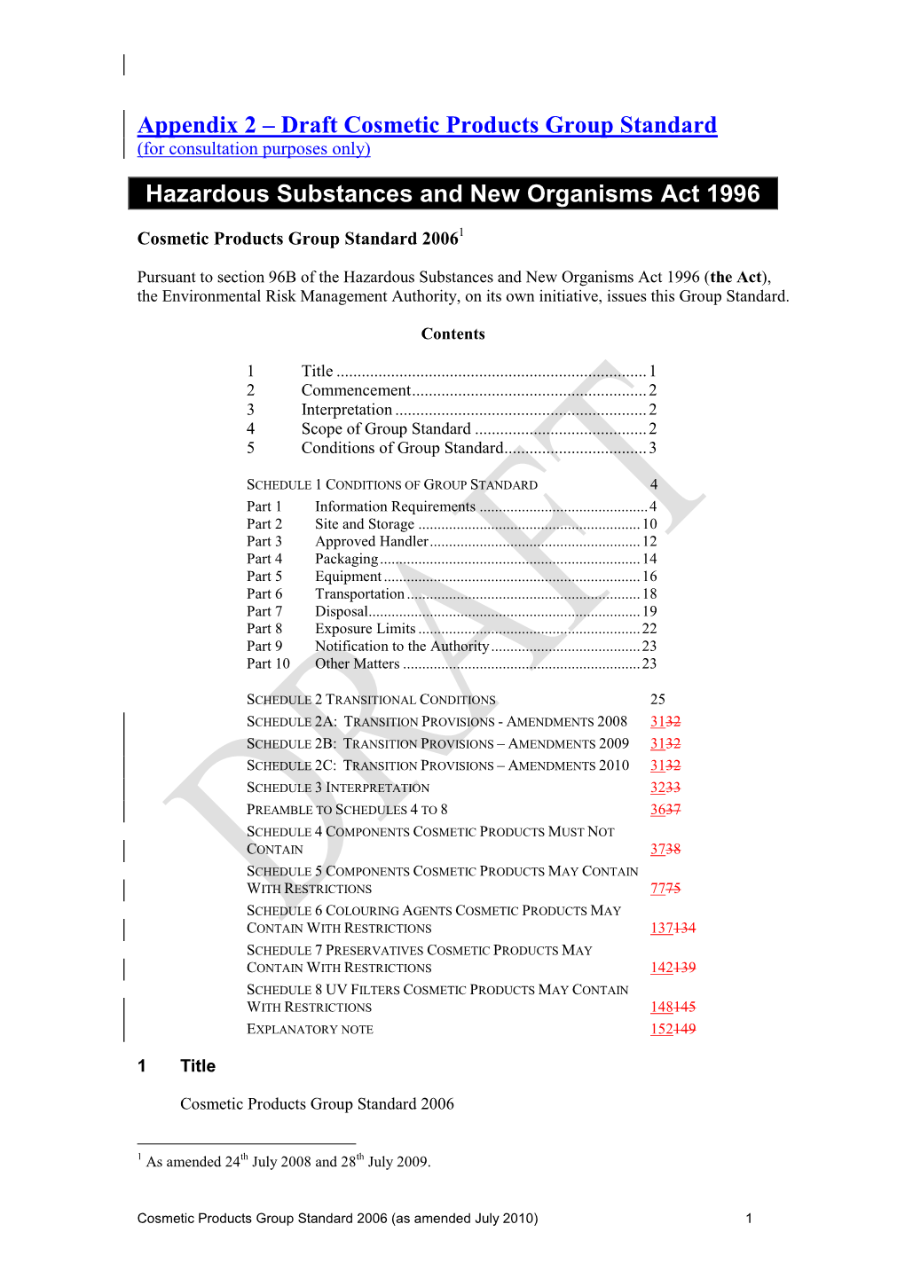 Draft Consolidated Cosmetic Products Group Standard 2006