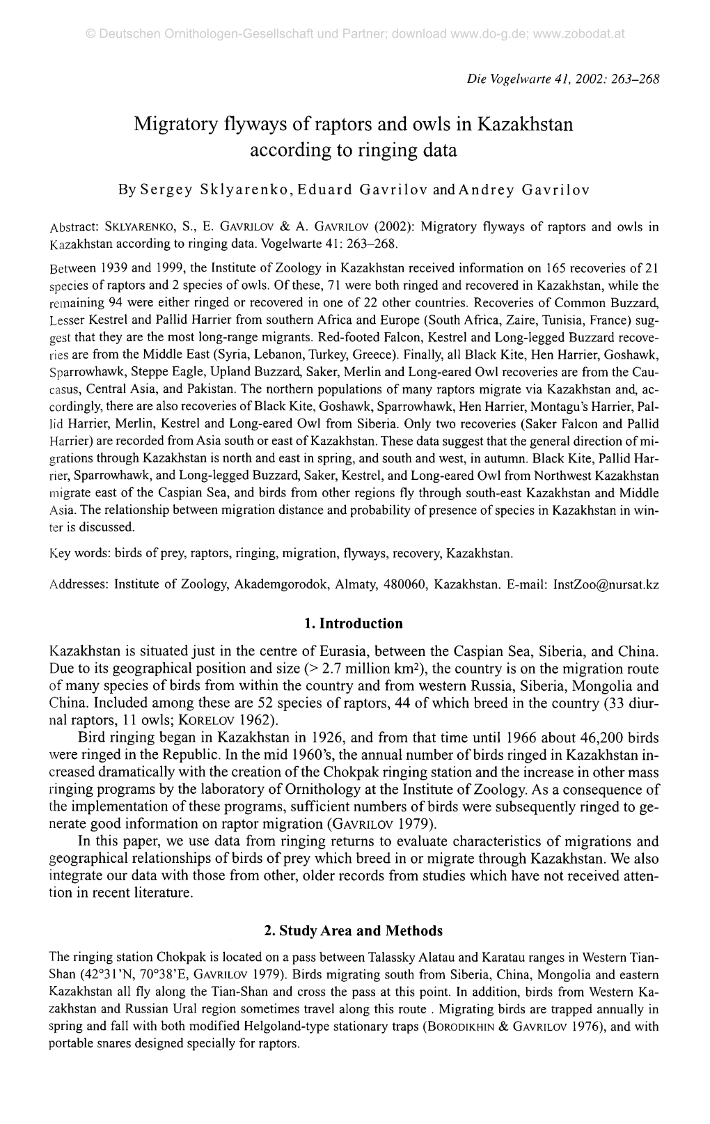 Migratory Flyways of Raptors and Owls in Kazakhstan According to Ringing Data