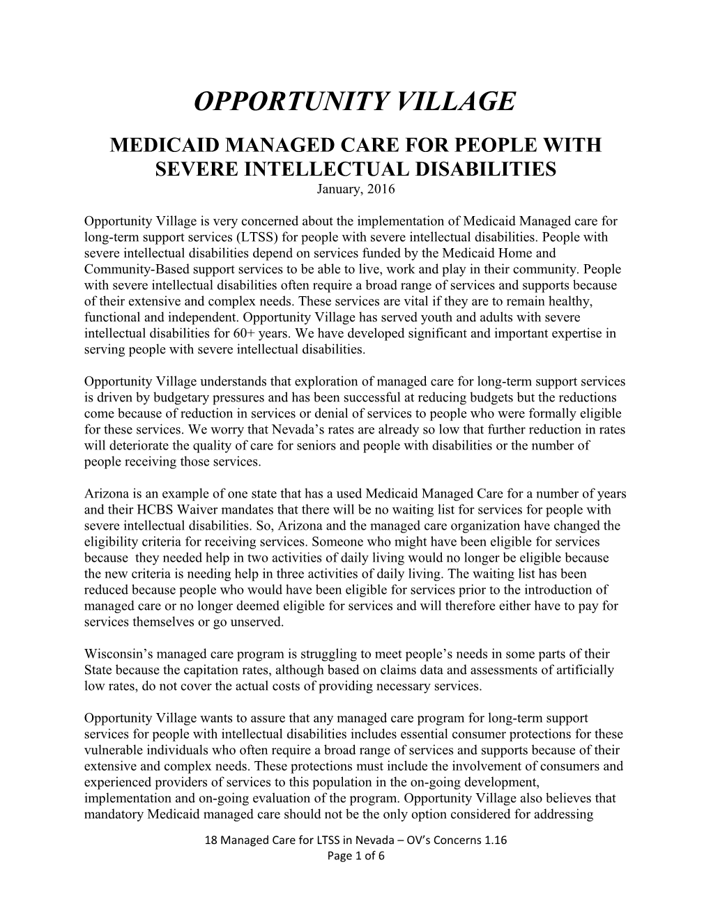 Medicaid Managed Care for People with Severe Intellectual Disabilities