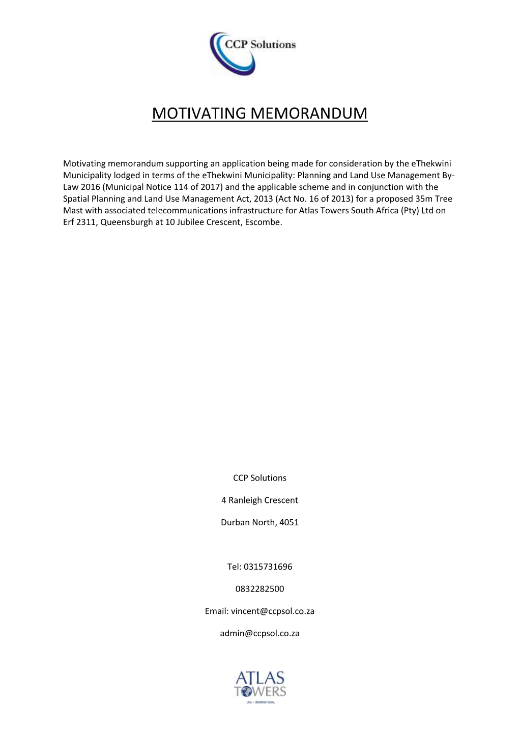 Motivating Memorandum