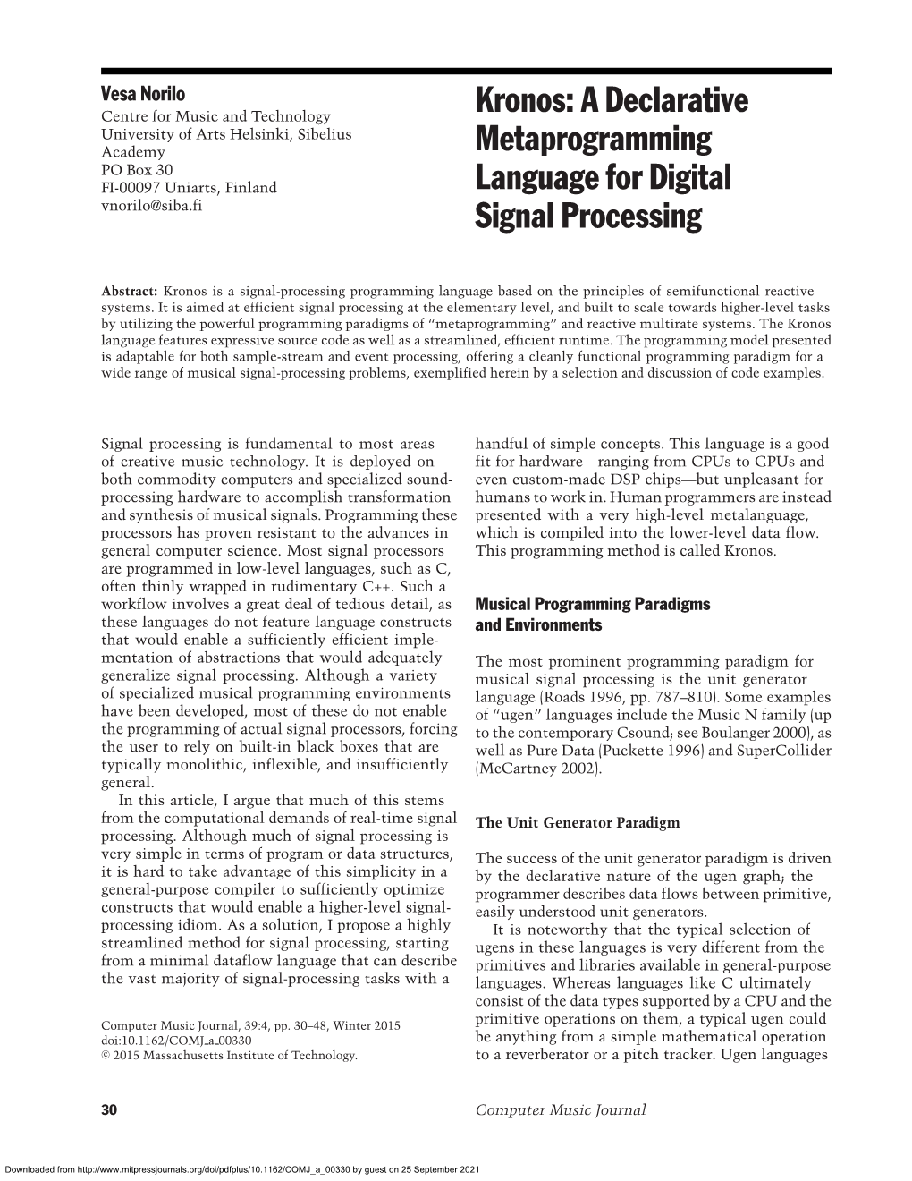 A Declarative Metaprogramming Language for Digital Signal