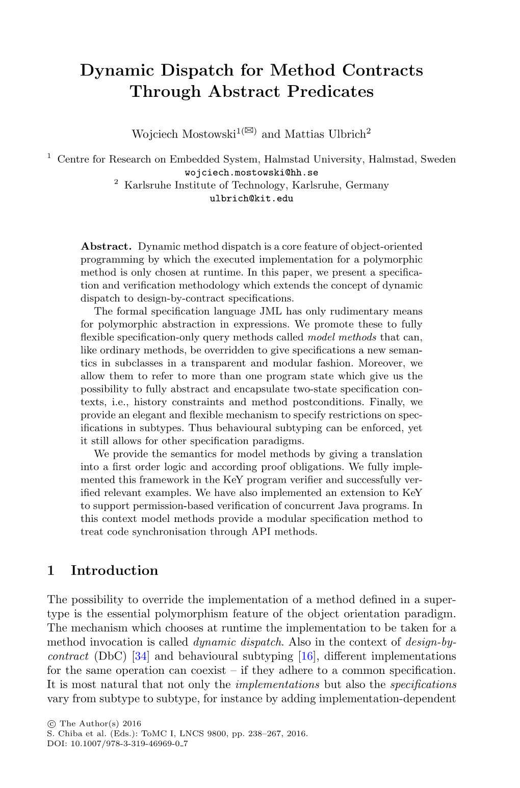 Dynamic Dispatch for Method Contracts Through Abstract Predicates