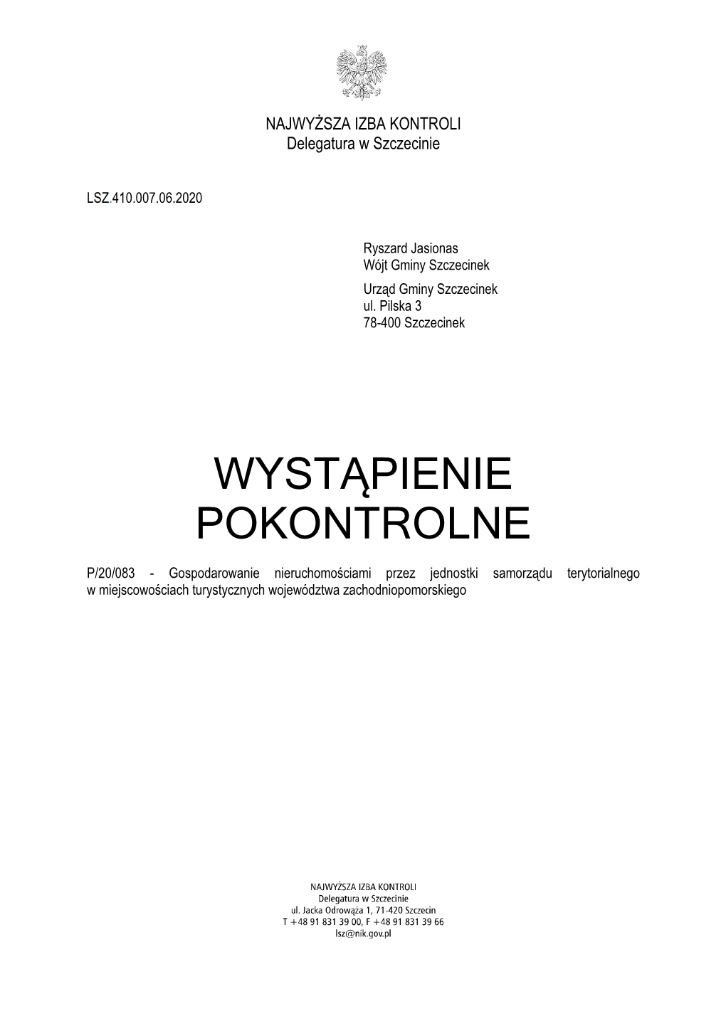 Wystąpienie Pokontrolne