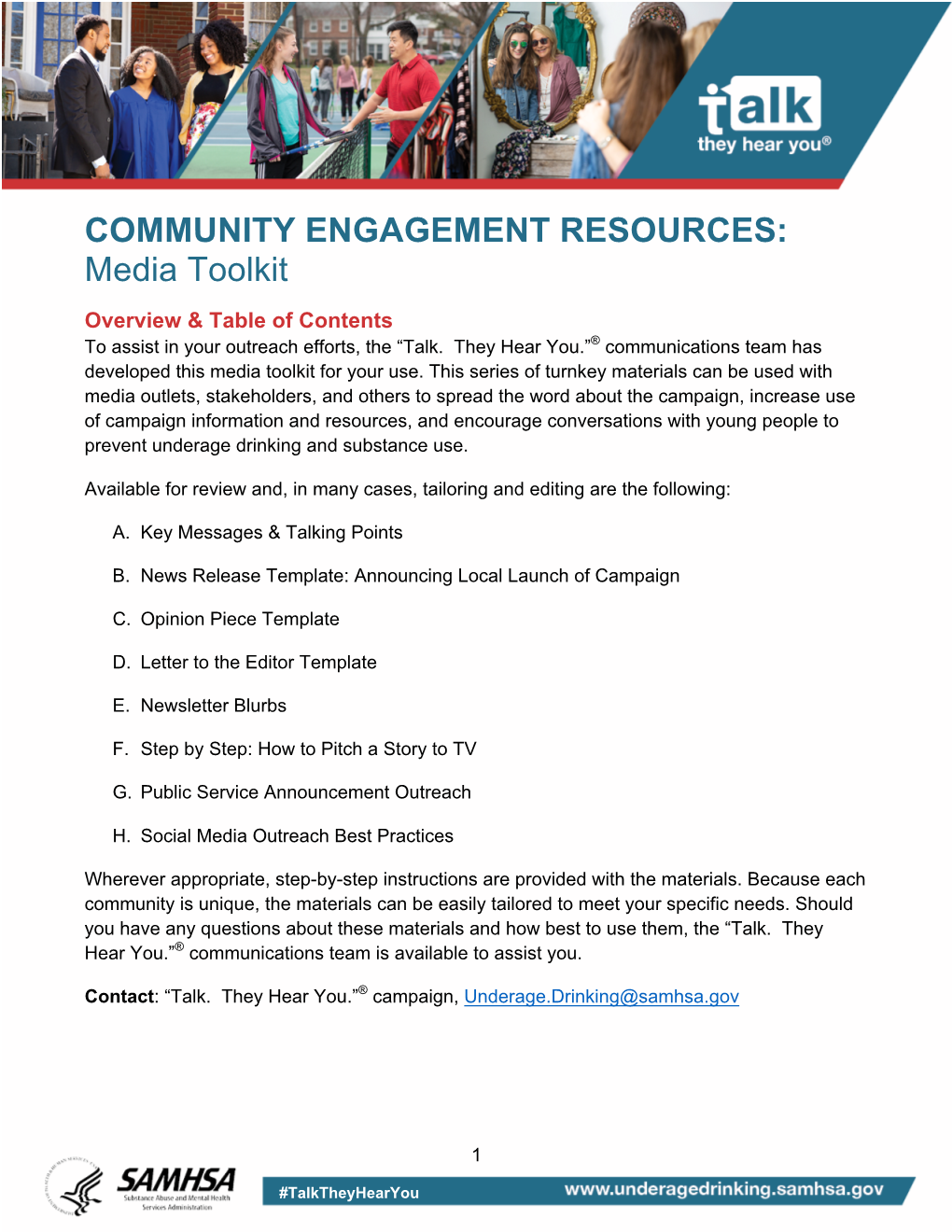 COMMUNITY ENGAGEMENT RESOURCES: Media Toolkit