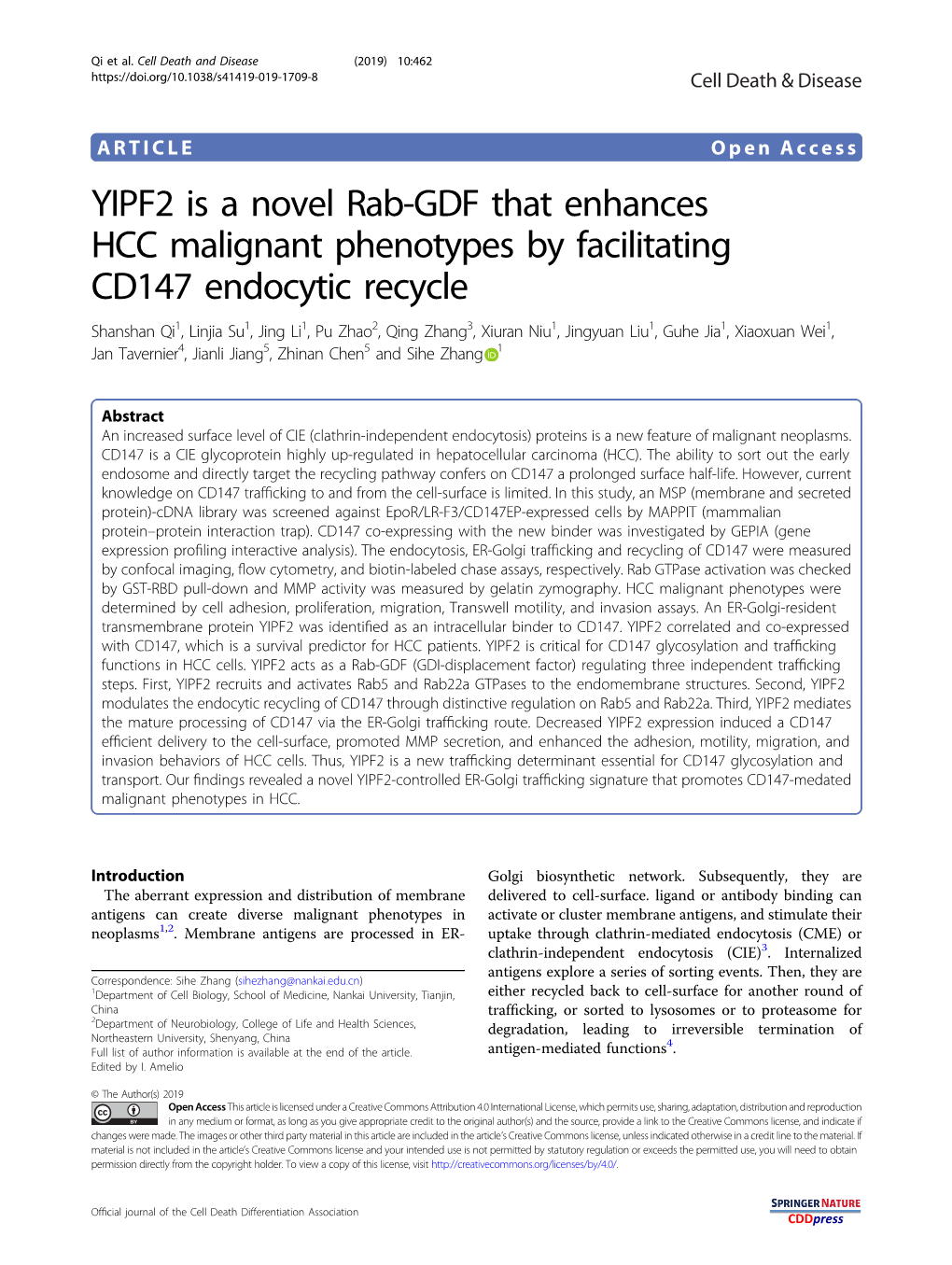 YIPF2 Is a Novel Rab-GDF That Enhances HCC Malignant