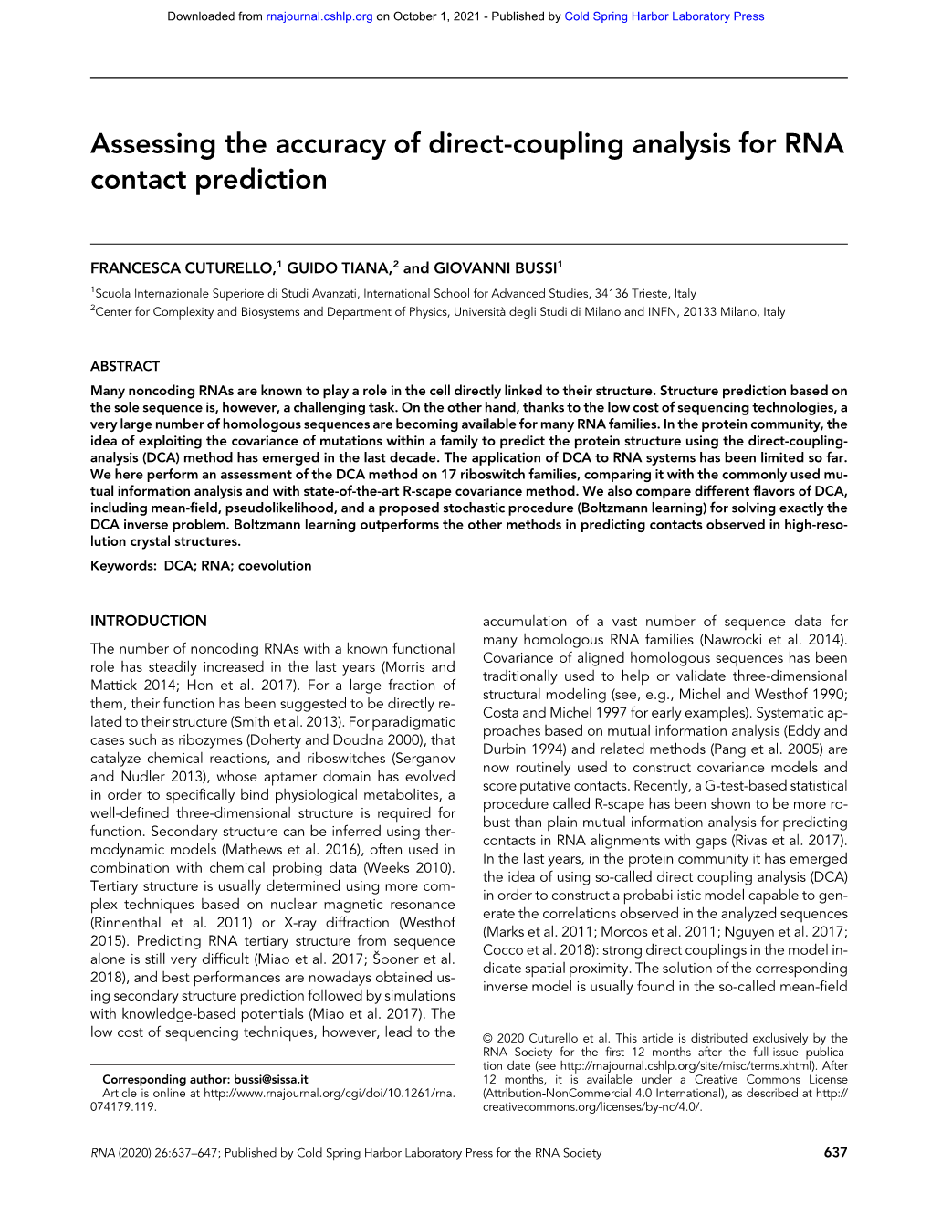 Assessing the Accuracy of Direct-Coupling Analysis for RNA Contact Prediction