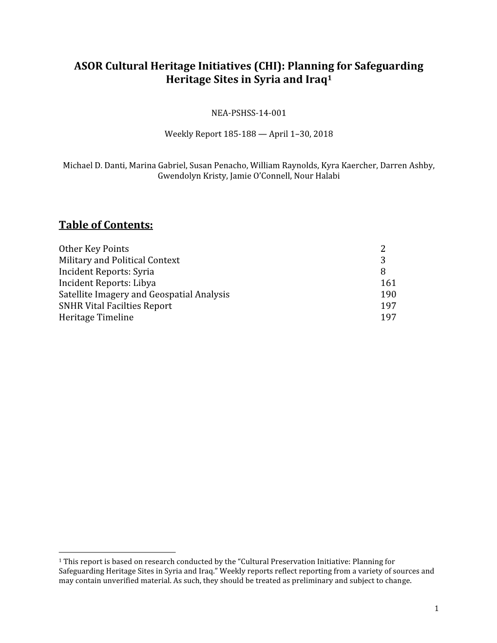 ASOR Cultural Heritage Initiatives (CHI): Planning for Safeguarding Heritage Sites in Syria and Iraq1