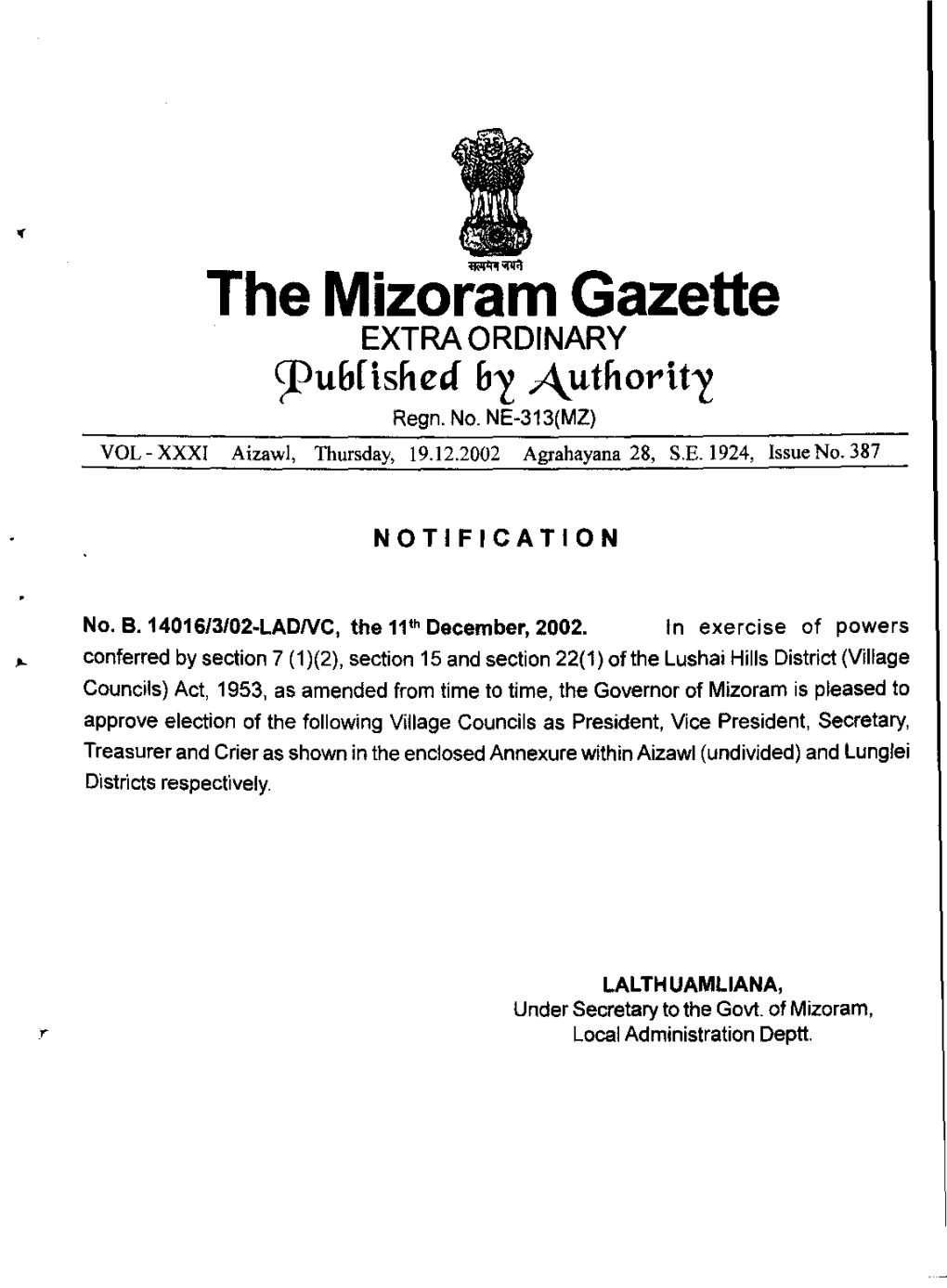 The Mizoram Gazette