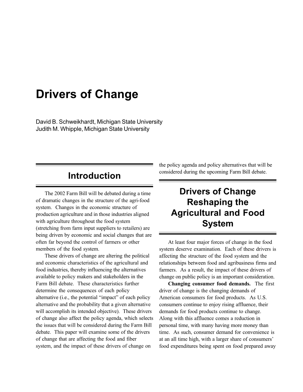 Drivers of Change