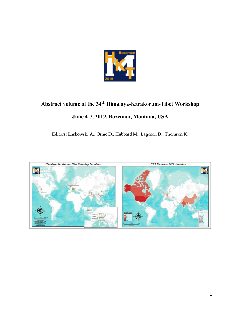 Abstract Volume of the 34Th Himalaya-Karakorum-Tibet Workshop