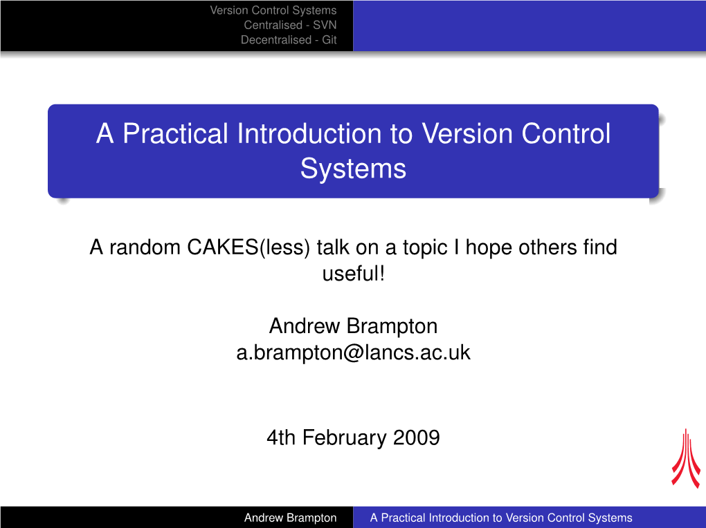 A Practical Introduction to Version Control Systems