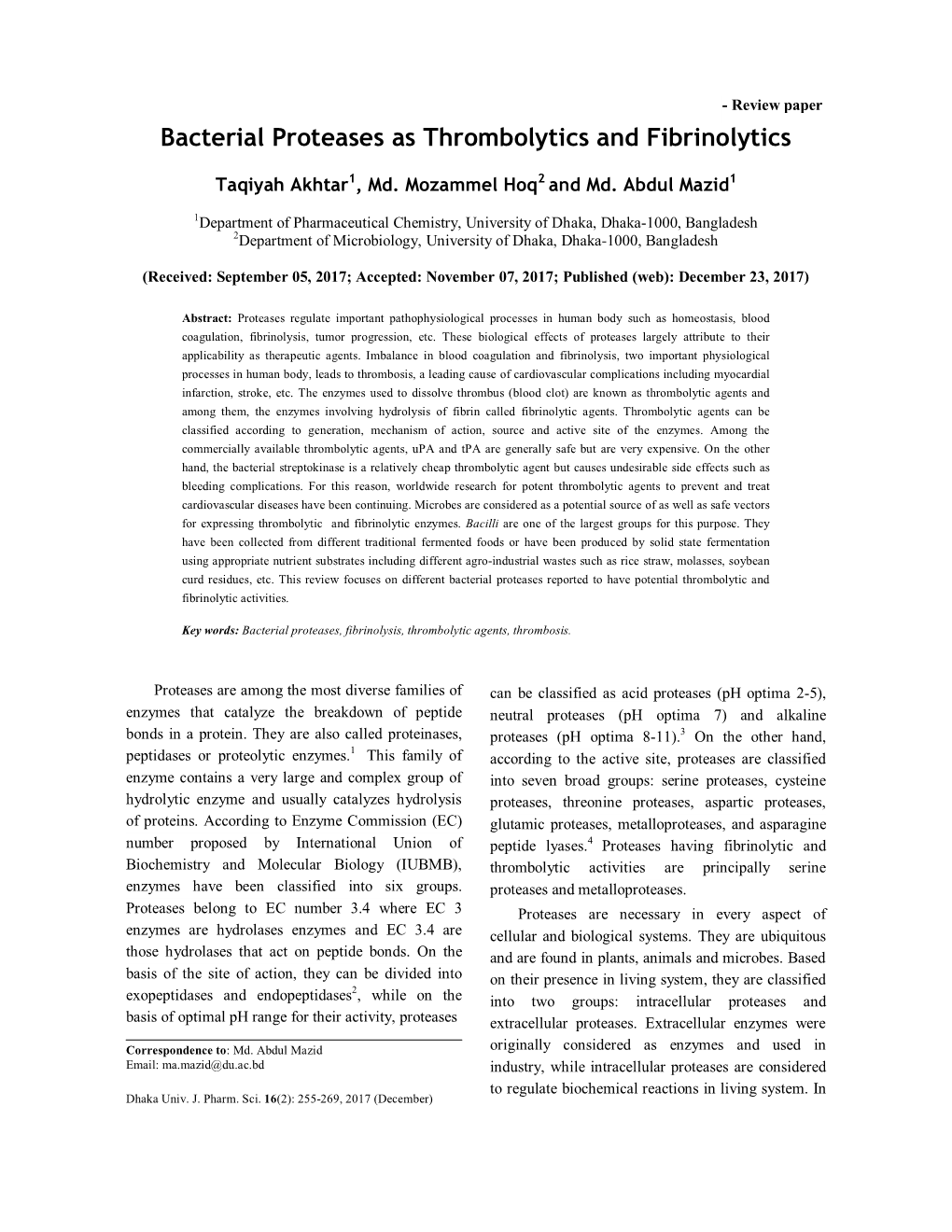 Bacterial Proteases As Thrombolytics and Fibrinolytics