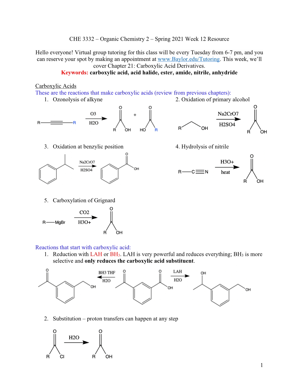 1 CHE 3332 – Organic Chemistry 2 – Spring 2021 Week 12 Resource