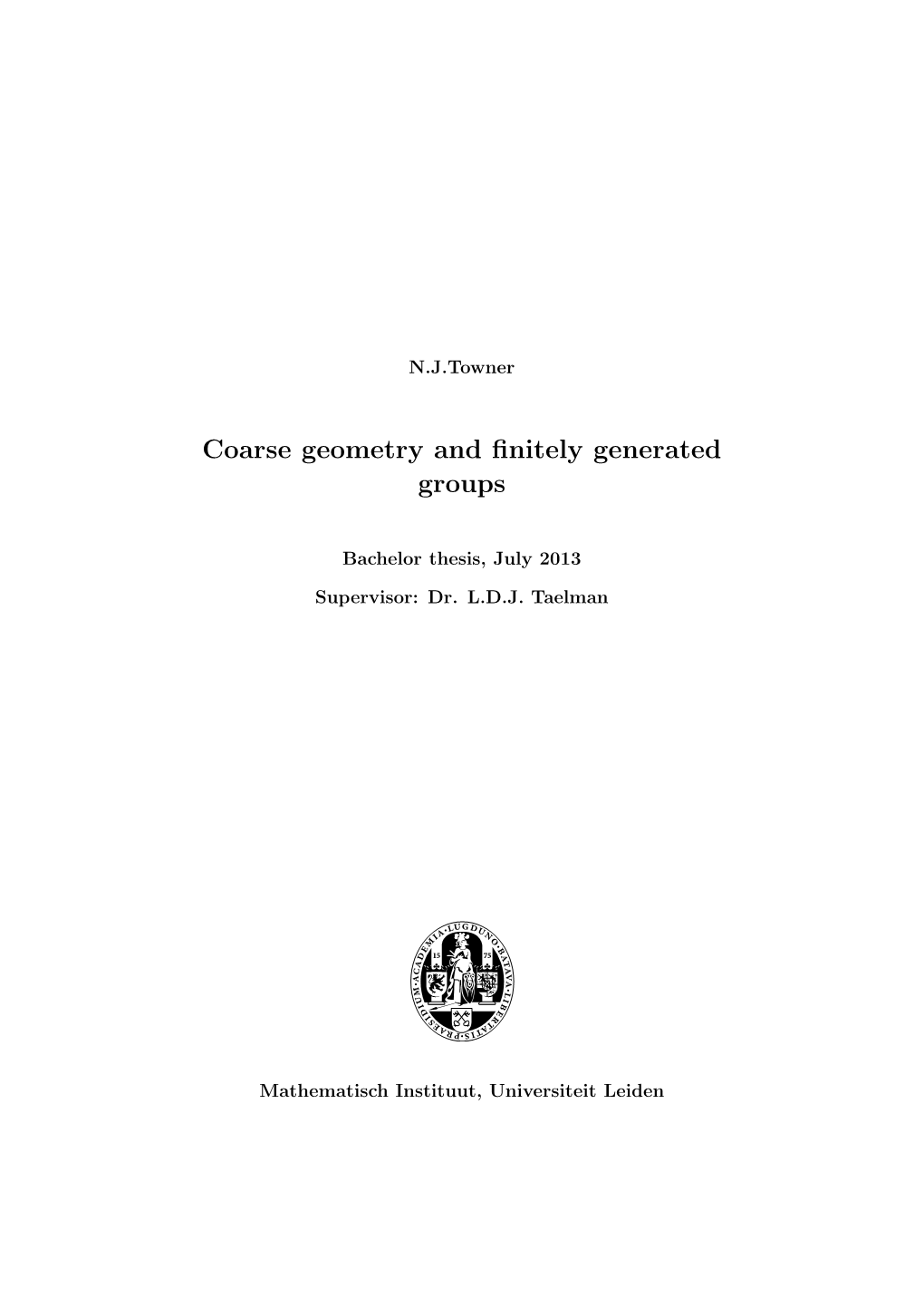 Coarse Geometry and Finitely Generated Groups