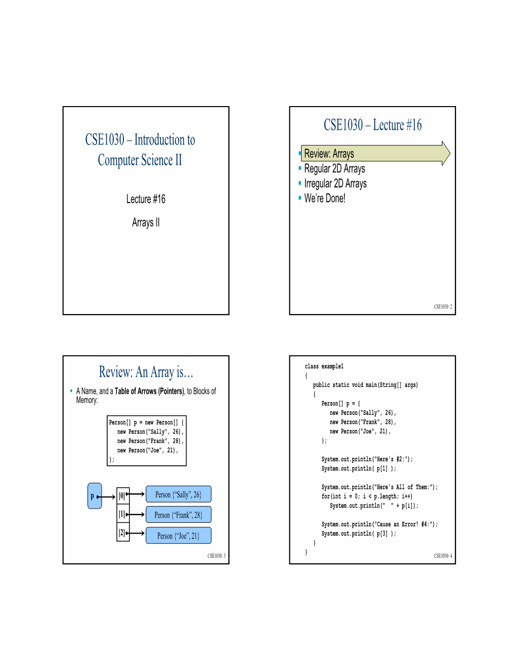 CSE1030 – Introduction to Computer Science II CSE1030 – Lecture