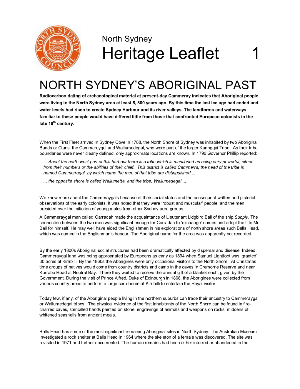 Heritage Leaflet 1