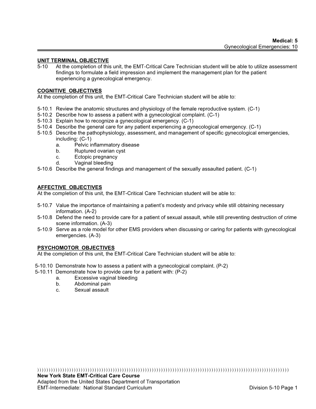 Critical Care Curriculm Module 5 Lesson 10