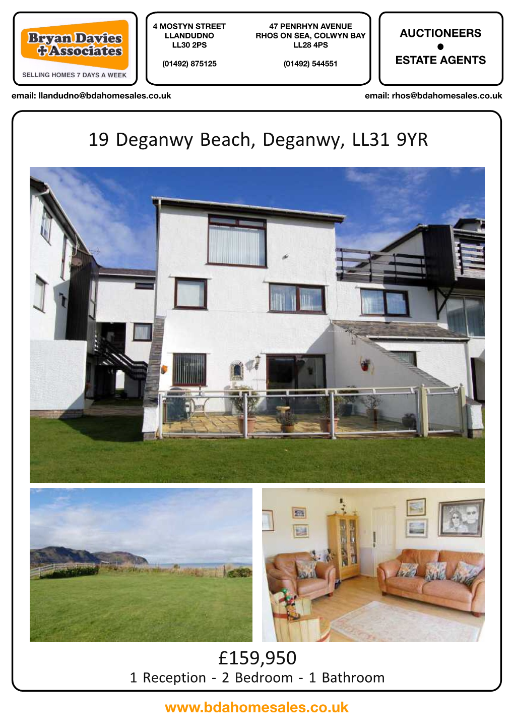 19 Deganwy Beach, Deganwy, LL31 9YR £159,950