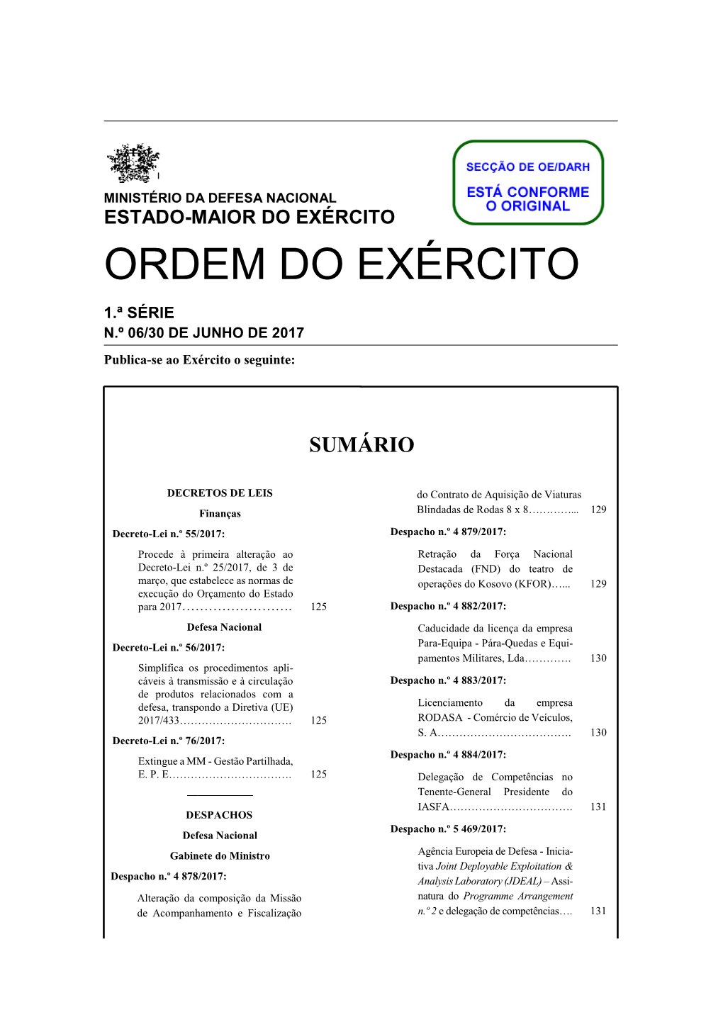 Estado-Maior Do Exército Ordem Do Exército