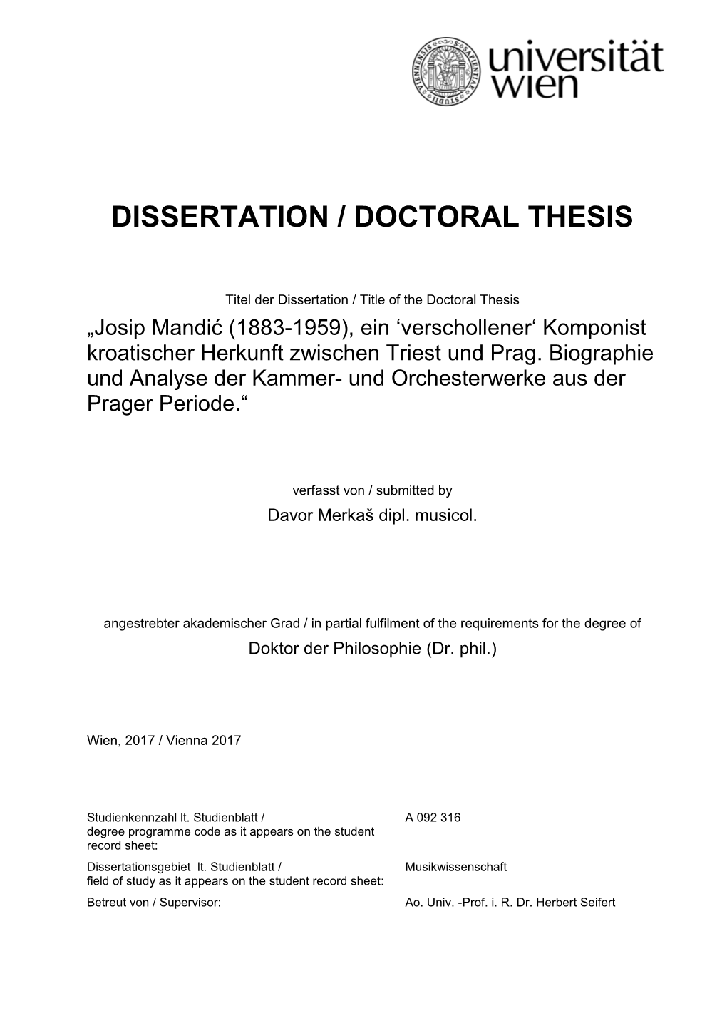 Dissertation / Doctoral Thesis