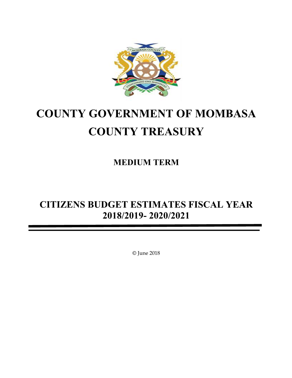 Mombasa County Citizens Budget 2018-19