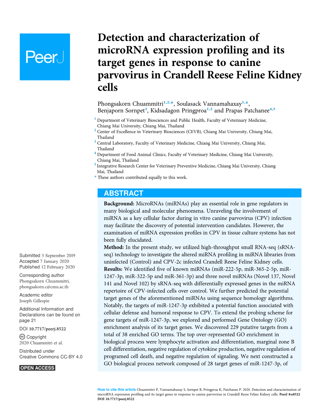 Detection and Characterization of Microrna Expression Profiling And