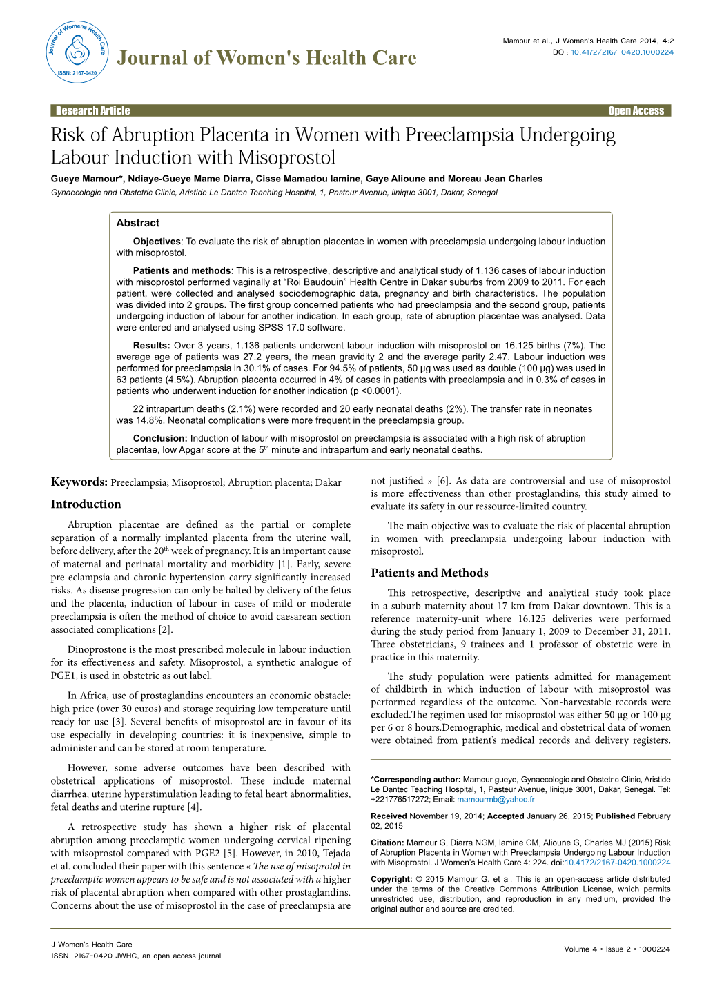 Risk of Abruption Placenta in Women with Preeclampsia Undergoing Labour Induction with Misoprostol