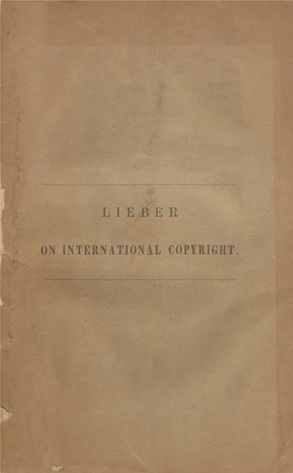 On International Copyright, in a Letter to Hon. William C. Preston, Senator