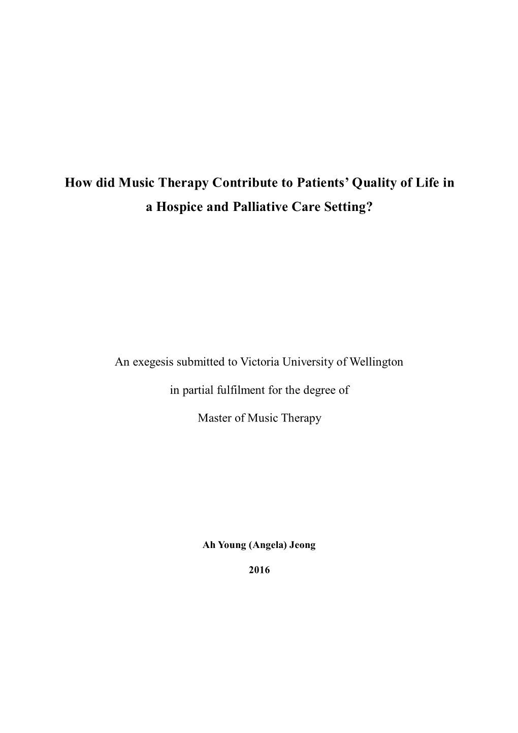 How Did Music Therapy Contribute to Patients' Quality of Life in a Hospice