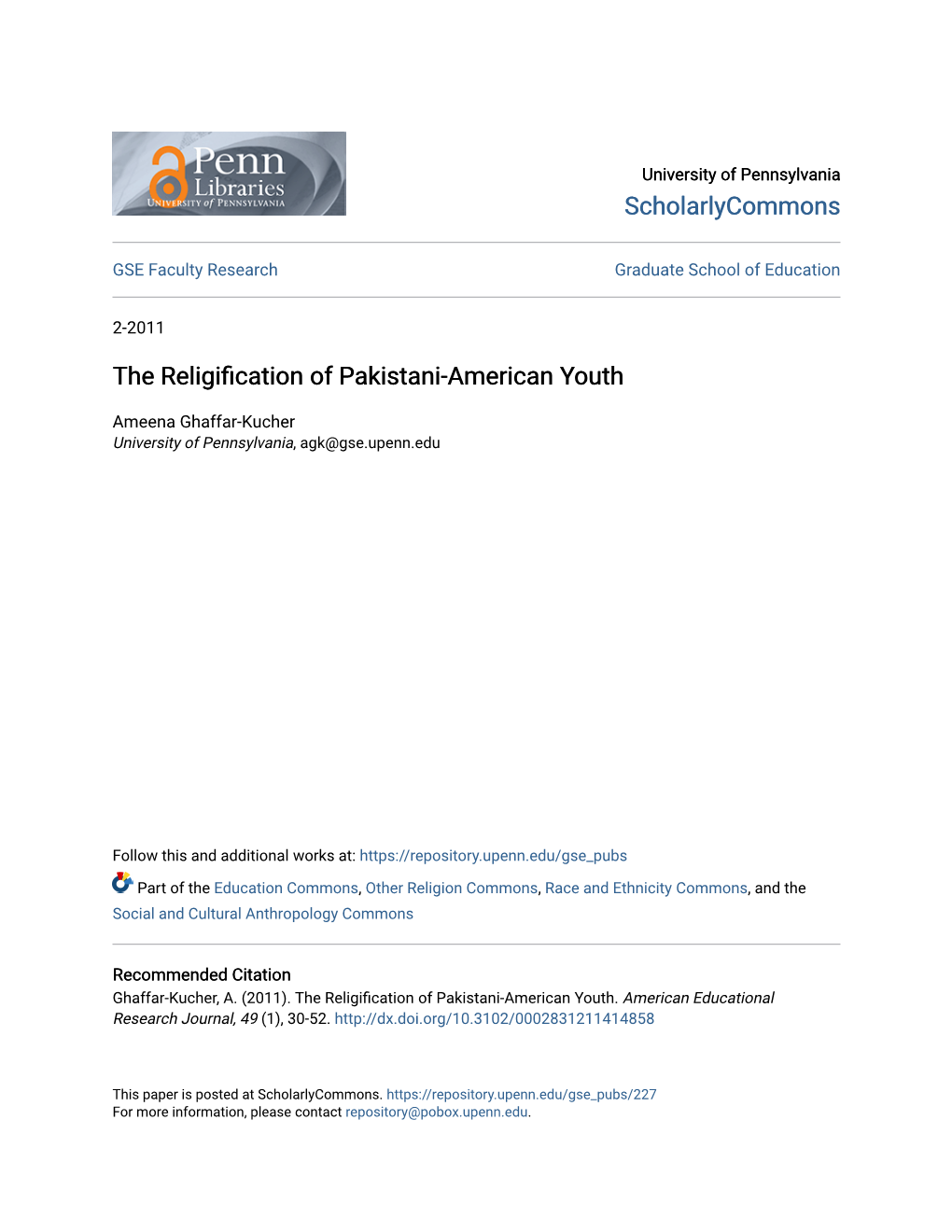 The Religification of Pakistani-American Youth