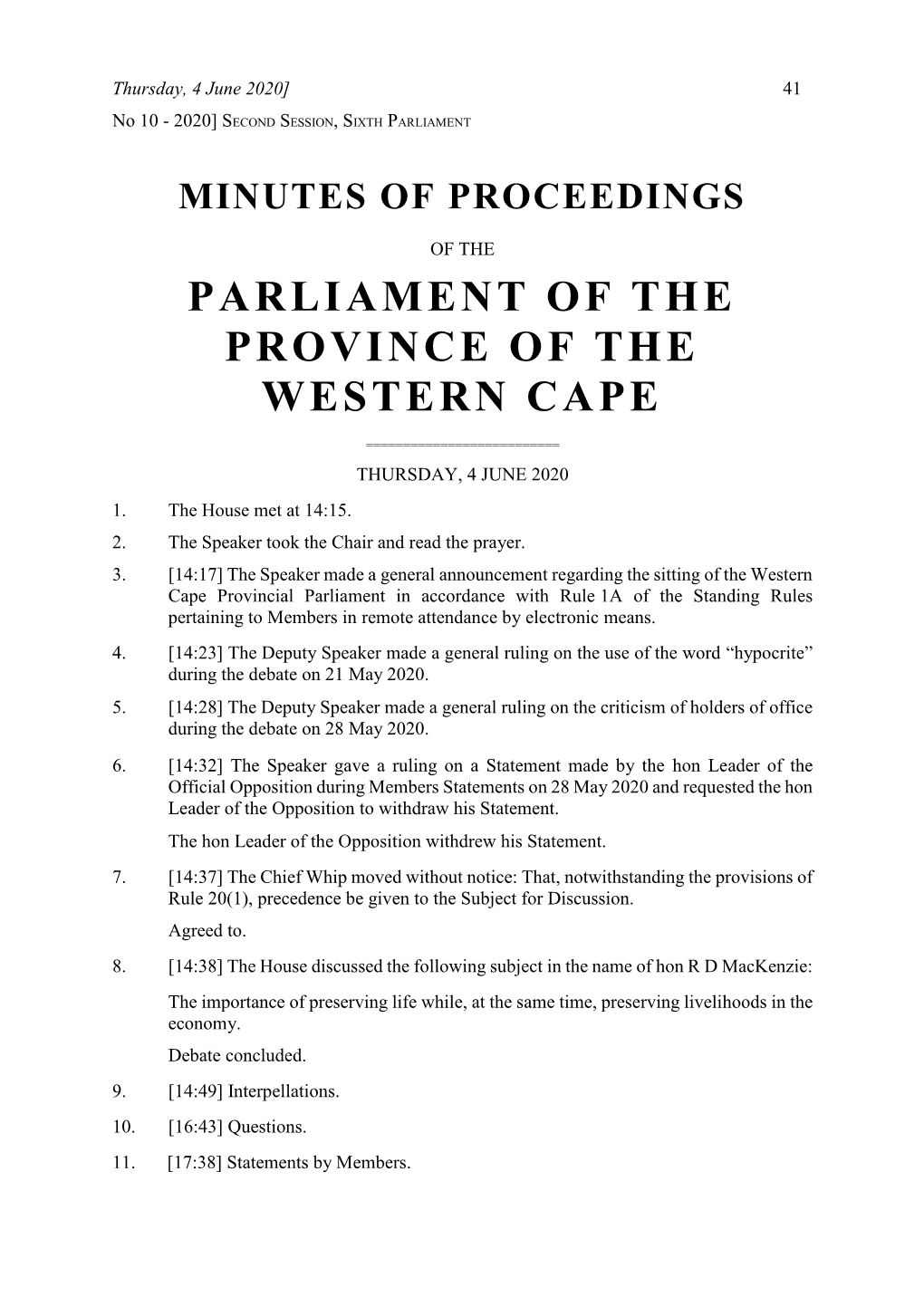 Parliament of the Province of the Western Cape