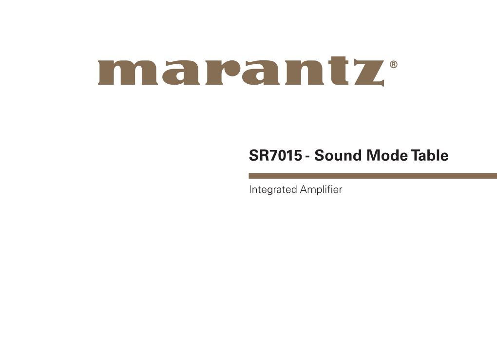 Sound Mode Table