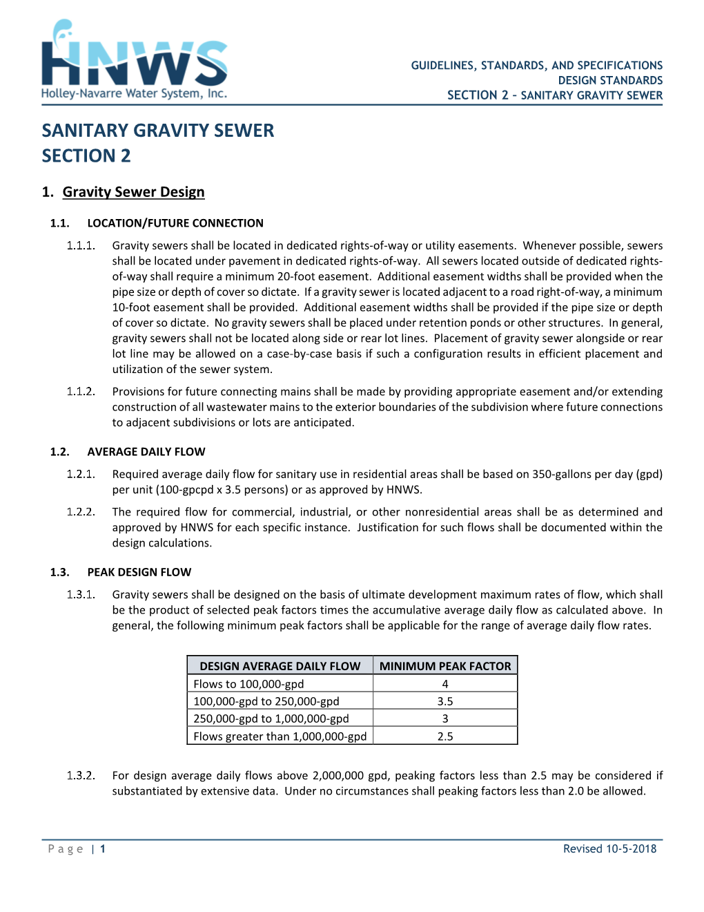 Sanitary Gravity Sewer Section 2
