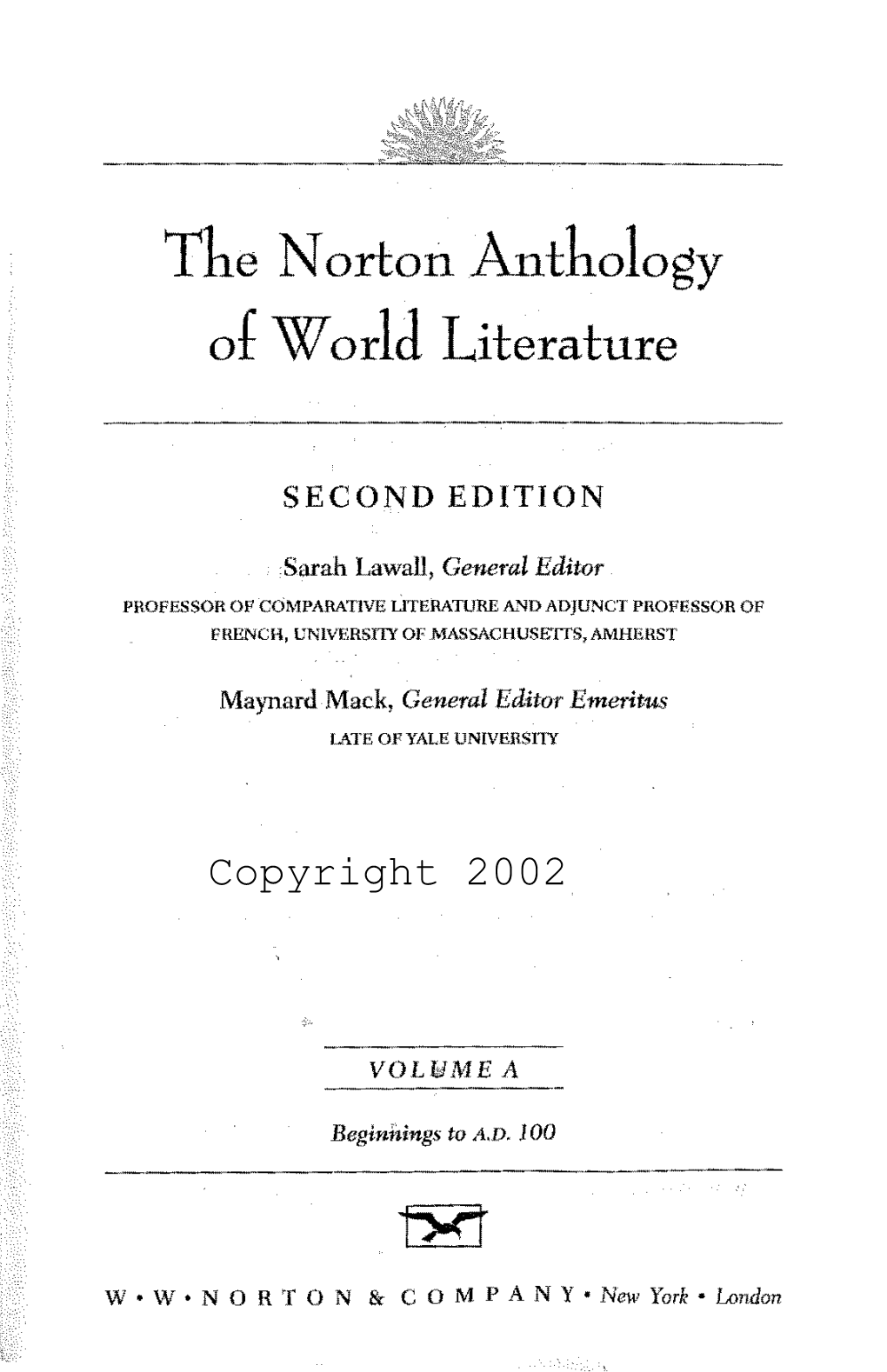 The N Orion Anthology of World Literature