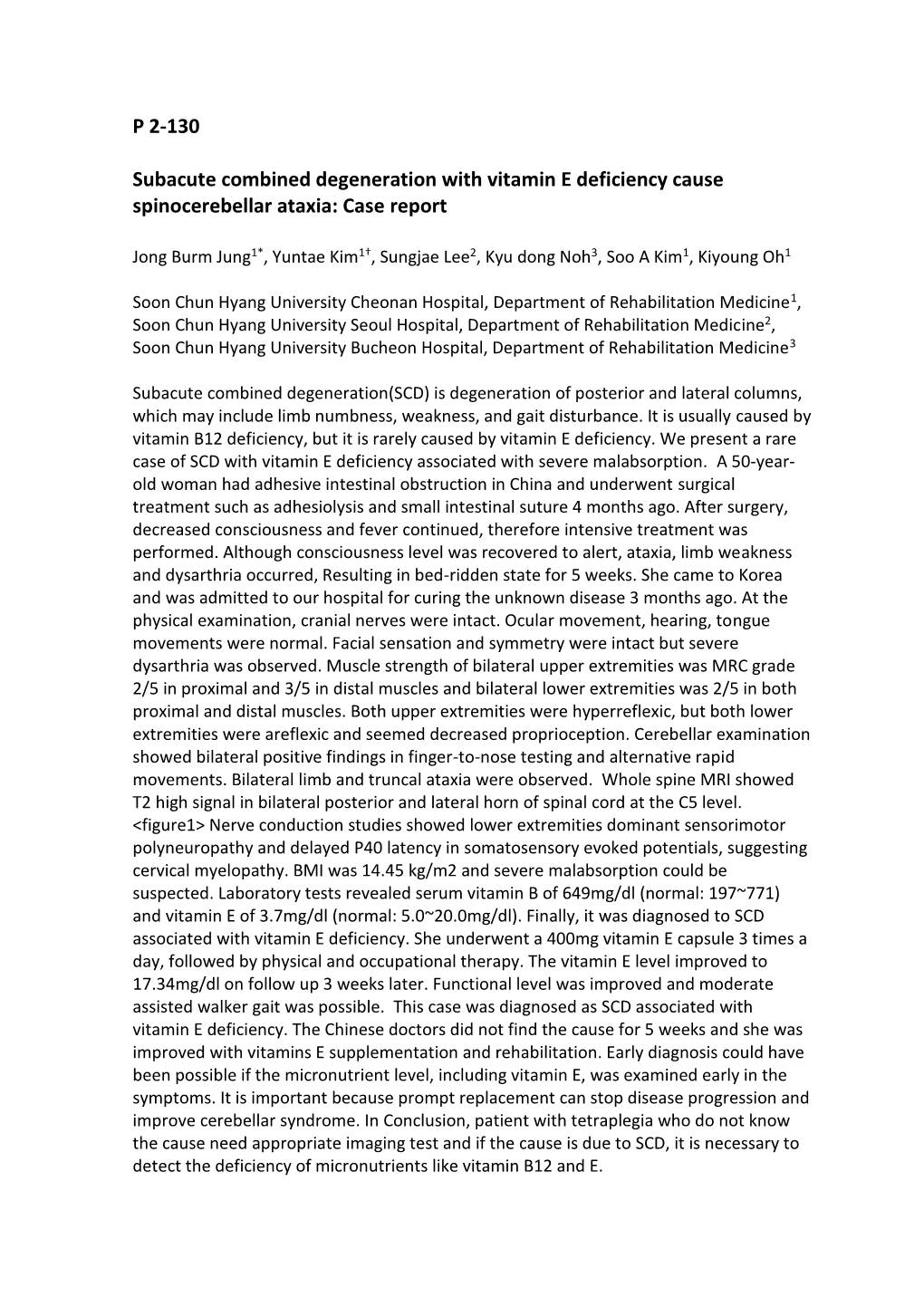 P 2-130 Subacute Combined Degeneration with Vitamin E