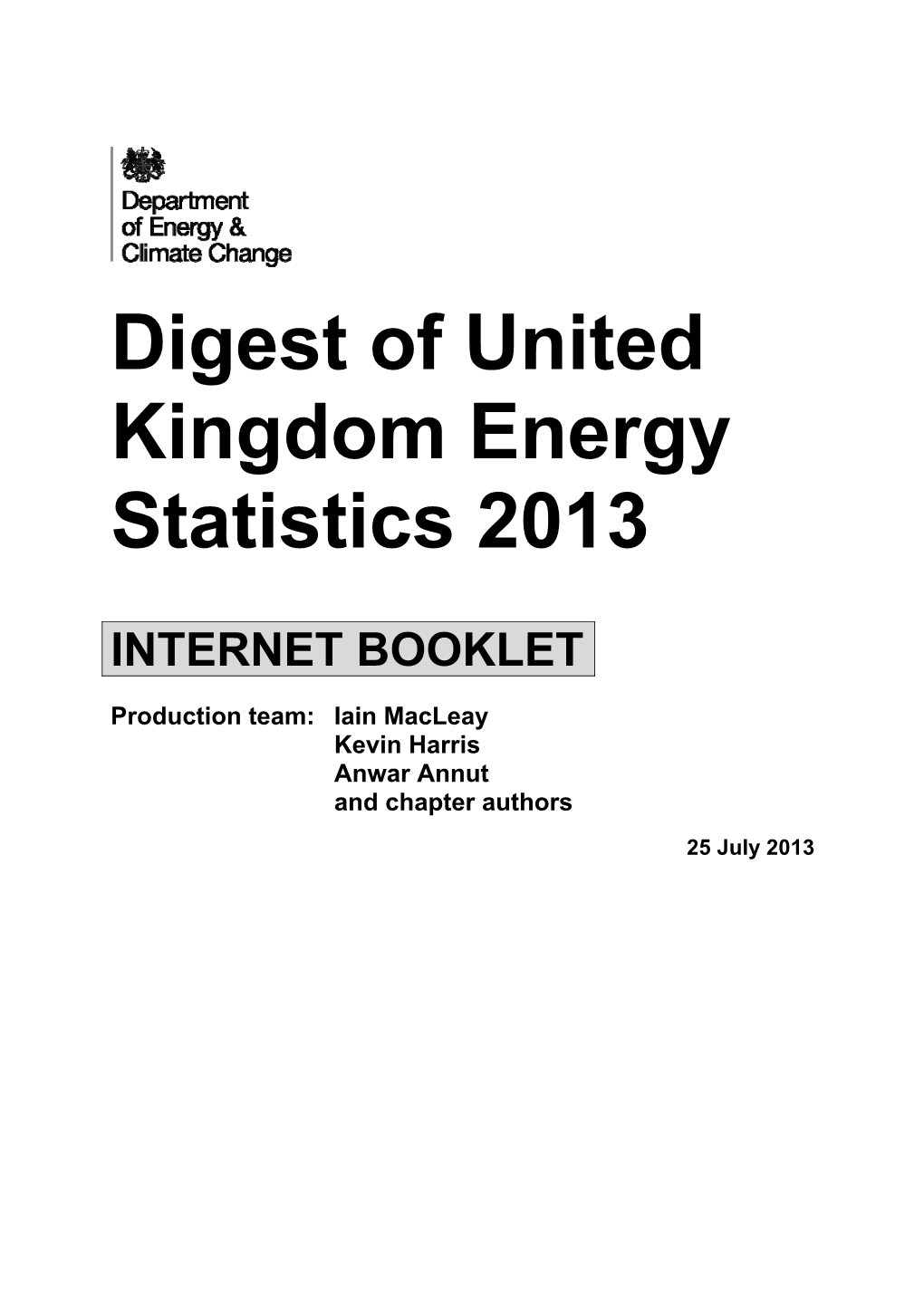 Digest of United Kingdom Energy Statistics 2013